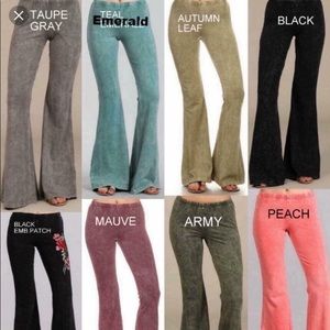 Chatoyant Mineral Wash Bell Bottom Pants